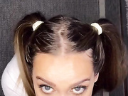 Girl with pigtails pov blow