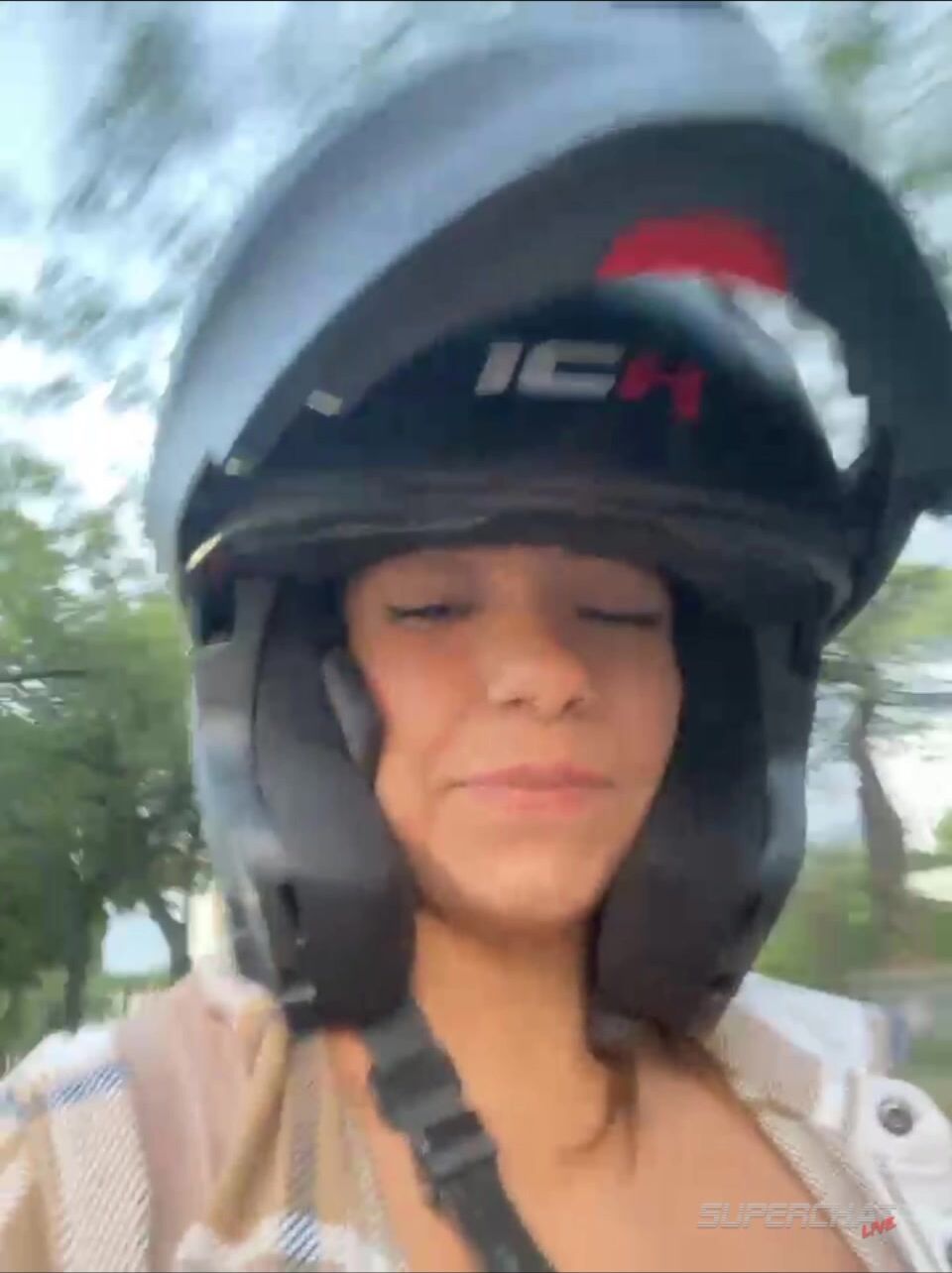 Hall_16 Boob flashing on motorcycle