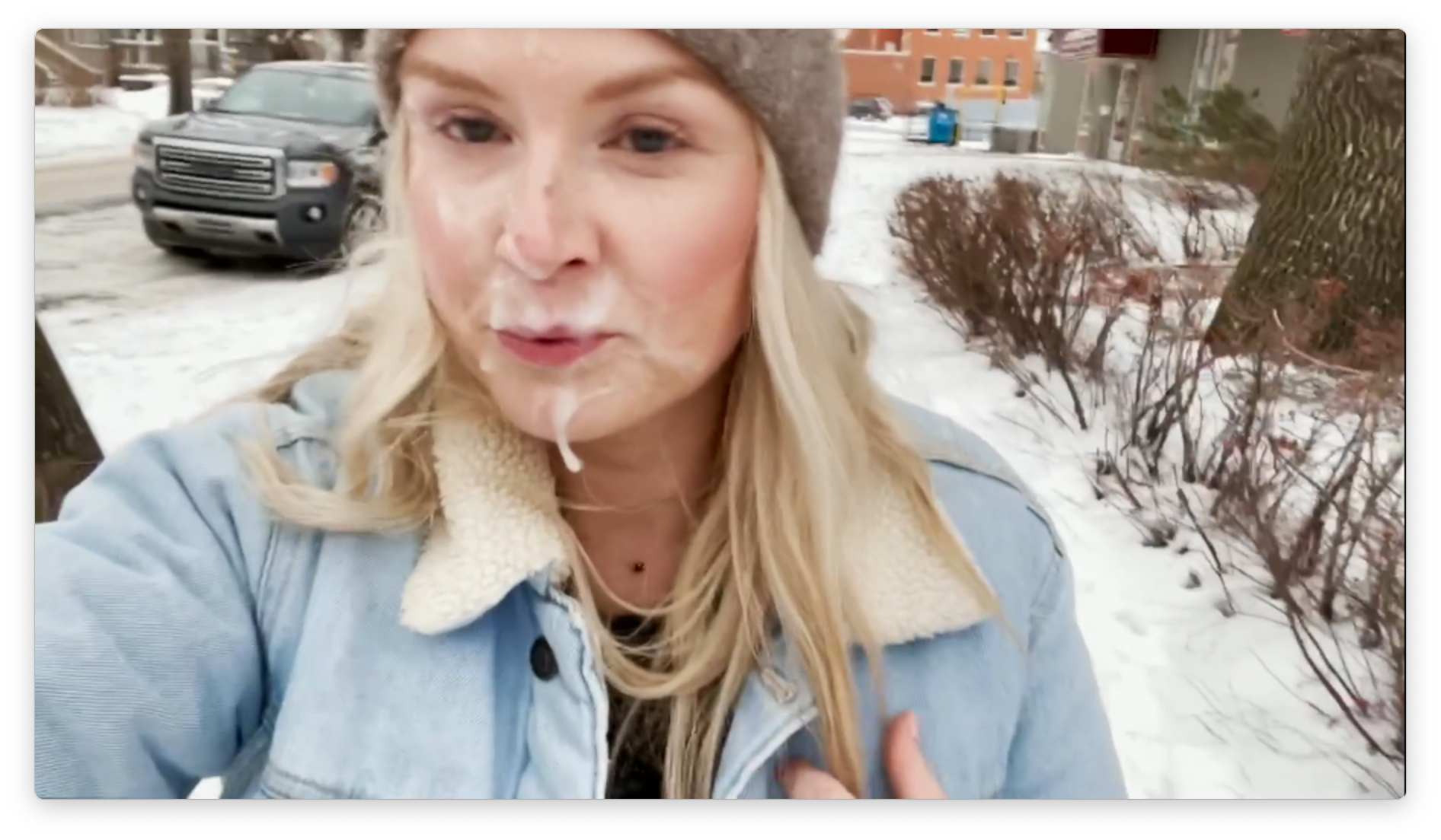 Cumcoveredbunny winter cumwalk cumscicle