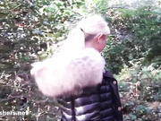 Blonde in big fur hood parka
