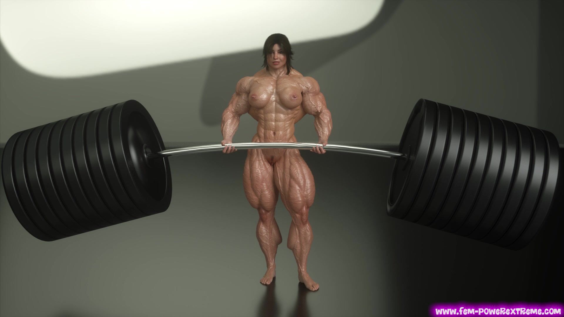 3d female muscle pumping biceps