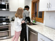 White chick fucked in kitchen by her BBC lover - Part 1