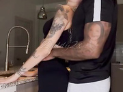 Hot blonde with tattoos gets facial