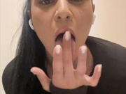 Yasmiine fingers her butthole in public bathroom