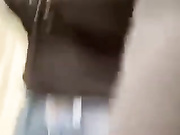 A cute blonde girl teasing in the washroom.