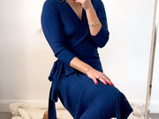 Alise Williams shows her legs in shiny nude pantyhose 2