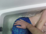 Mermaid blowjob in bathtub