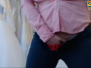 Hot Myrabelle plays with herself at a store