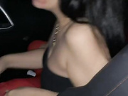 Hot lesbian chicks lick pussy in car