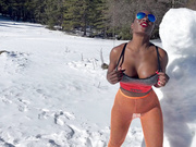 mel in orange leggins