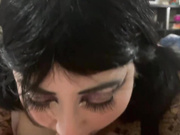 Pixie chokes on cock