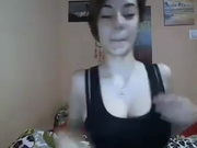 Beautiful girl playing with her tits