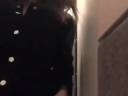 Girl touching the bathroom