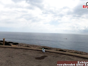 Blonde girl gets anal creampie on public beach