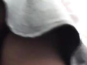 Sexy blonde gets upskirt in sheer black pantyhose