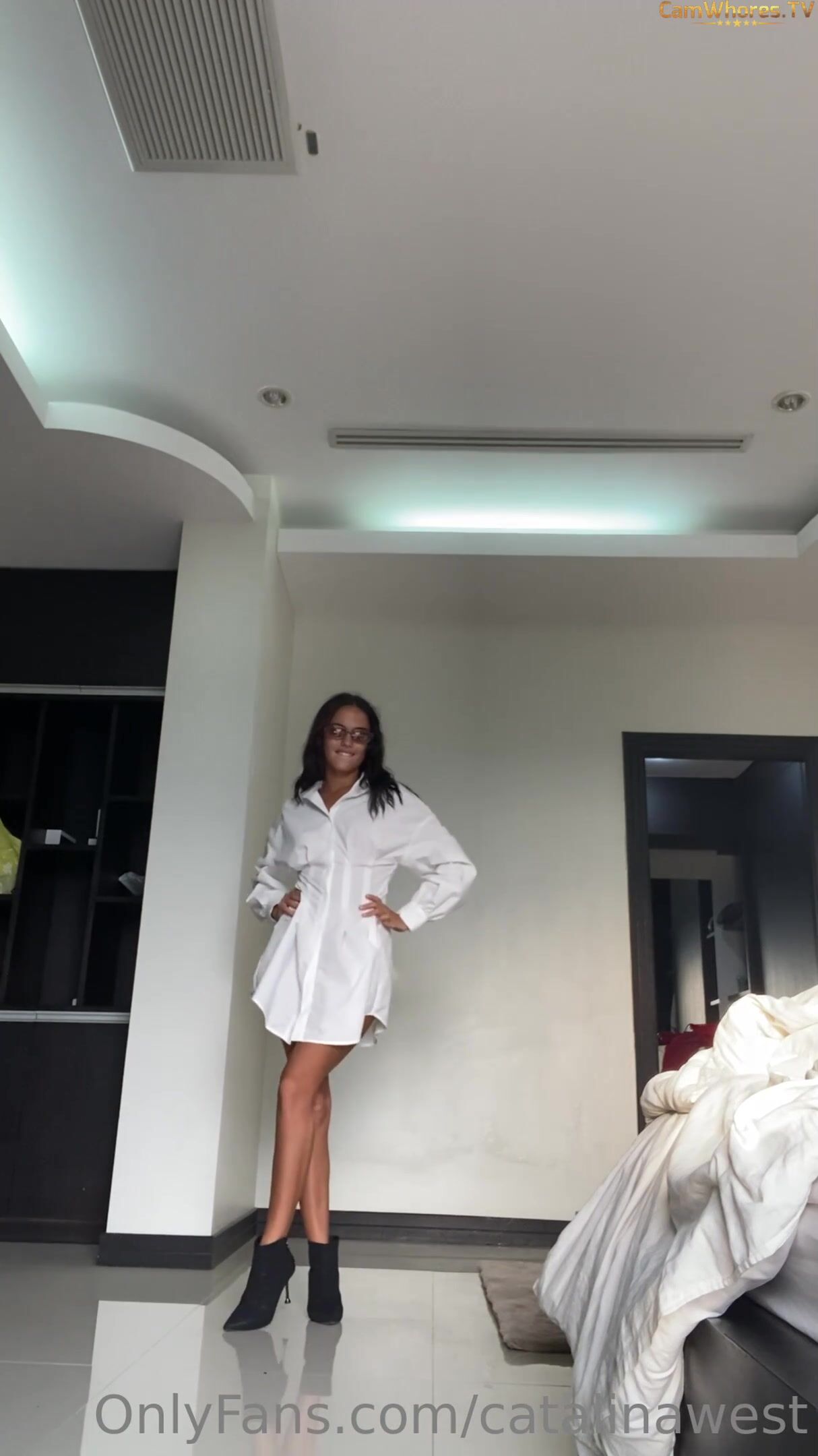 Catalina West dirty secretary dildo ride