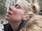 snow milf facial in forest