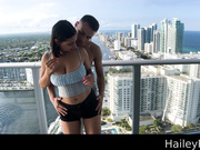Hailey Rose of Johnny Love Balcony Miami facial swallow