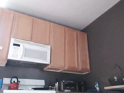 Heather naked in the kitchen, cumshow and closeup