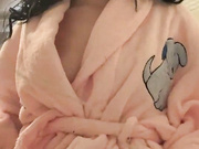 Elizabethreed in a pink bathrobe OF