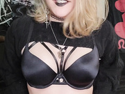 Blonde goth girl fucks a horse dildo