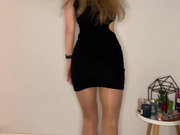 Sexy Polish blonde in dress and shiny nude pantyhose 5