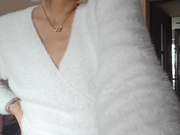 Sexy Polish blonde in shorts and shiny tan pantyhose 3