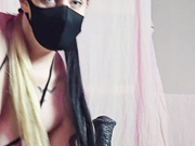 Cosplay girl Riding a horse dildo