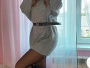 Sexy Polish slut shows her legs in black pantyhose