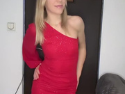 Sexy Polish blonde in dress and shiny nude pantyhose 6