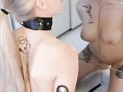 BDSM girl sucking dildo