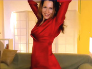 April_o_Nill milf tease dance red dress stockings 2