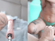 mature couple spitroast with fuck machine and butt plug