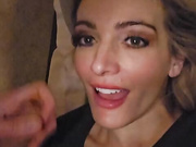 Blond milf facial on back