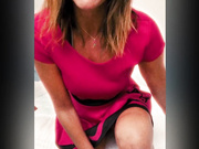 nofacemom77 in red dress seducing