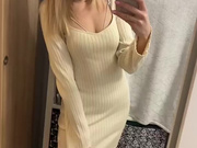 Sexy Polish blonde in dress and shiny nude pantyhose 10