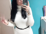 Sexy Polish slut shows her legs in shiny black nylons 2