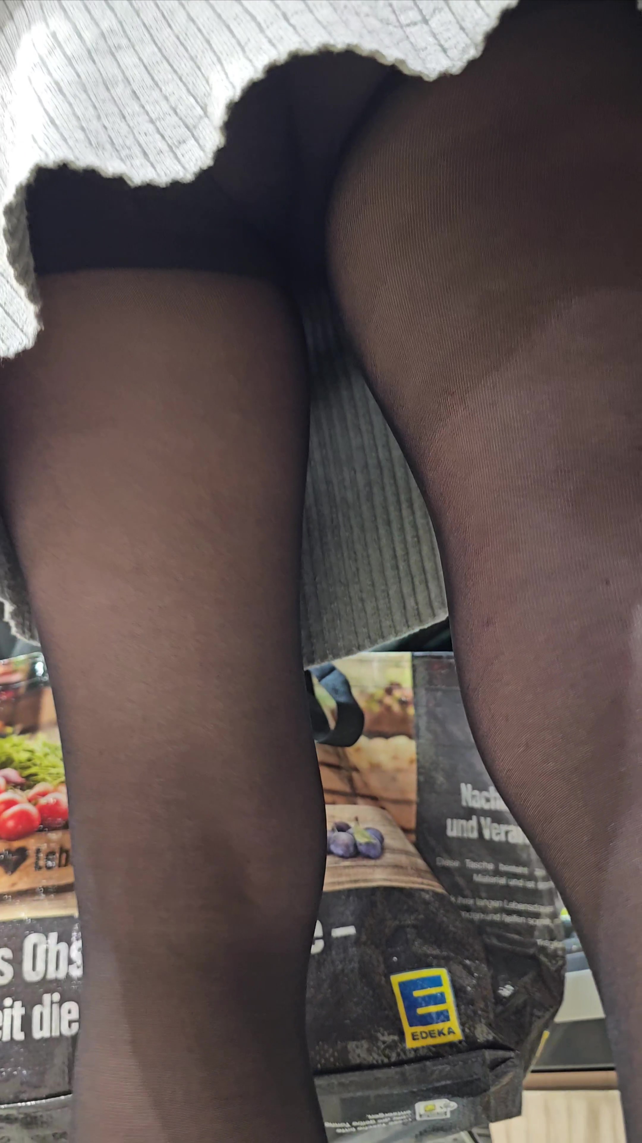 Sexy Polish slut gets upskirt in sheer black pantyhose 2