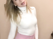 Sexy Polish slut in miniskirt & white fishnet pantyhose