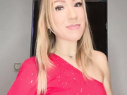 Sexy Polish slut in red dress and shiny nude pantyhose 2