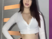 Sexy Polish slut shows her big tits in white top 2
