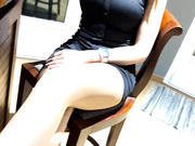 Mia gets fucked in sexy dress and shiny nude pantyhose