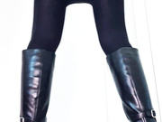 Sexy Polish slut shows her ass and legs in black nylons