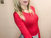 Sexy Polish slut in miniskirt and shiny nude pantyhose