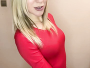 Sexy Polish slut in miniskirt and shiny nude pantyhose