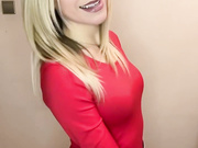 Sexy Polish slut in miniskirt and shiny nude pantyhose