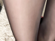 Meliaralda teasing in red heels and shiny black nylons