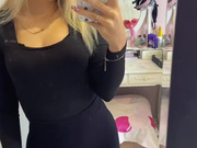 Sexy Polish blonde in shorts & black fishnet pantyhose