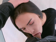 Fiamurr gives a sloppy blowjob in silky shiny pantyhose