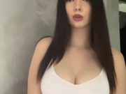 Sexy young Polish slut shows her big tits in white top